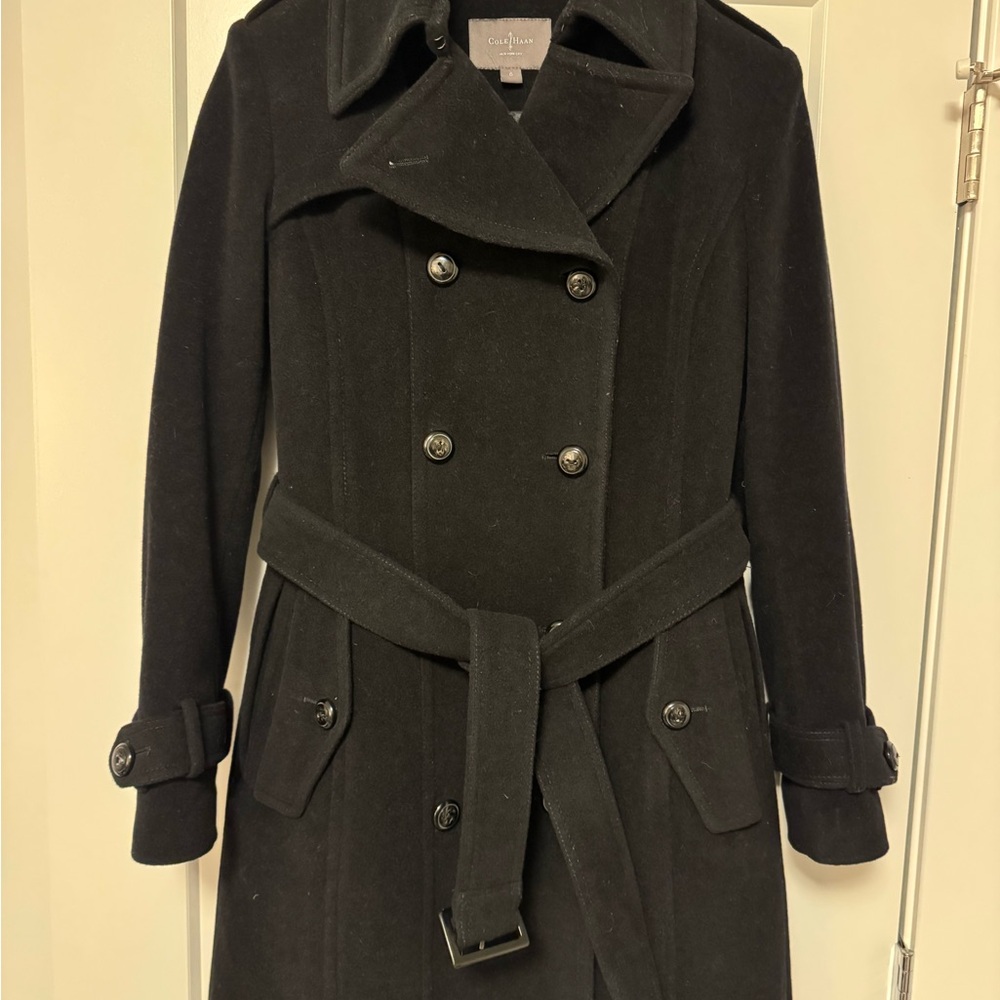 Cole Haan Women's Black Double-breasted Trench Coat